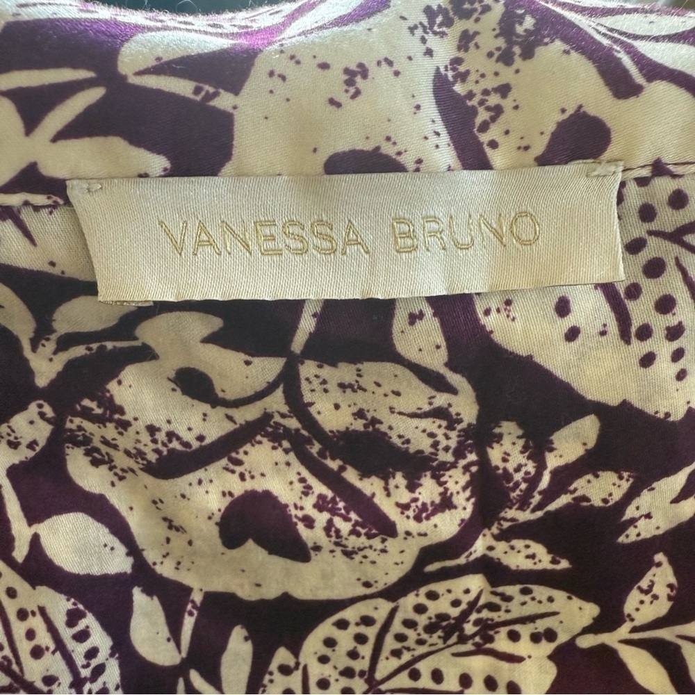 Vanessa Bruno Nesly Floral Wrap Skirt Plum White Cotton Midi Skirt Large EU 40 - Picture 5 of 6